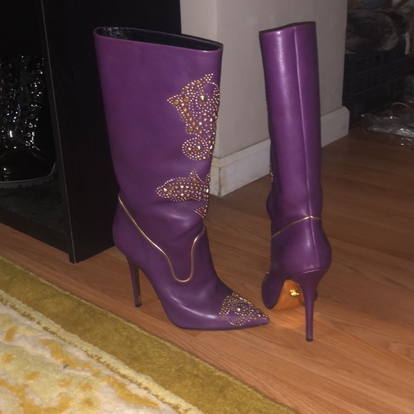 Purple Versace Western Studded Boots - Picture 12 of 13